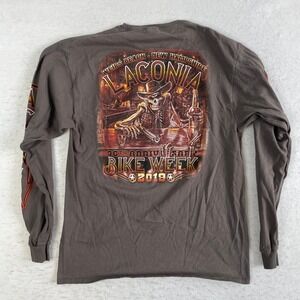Delta Long Sleeve Shirt Mens Large Gray Laconia Bike Week 2019 Graphic Biker Tee